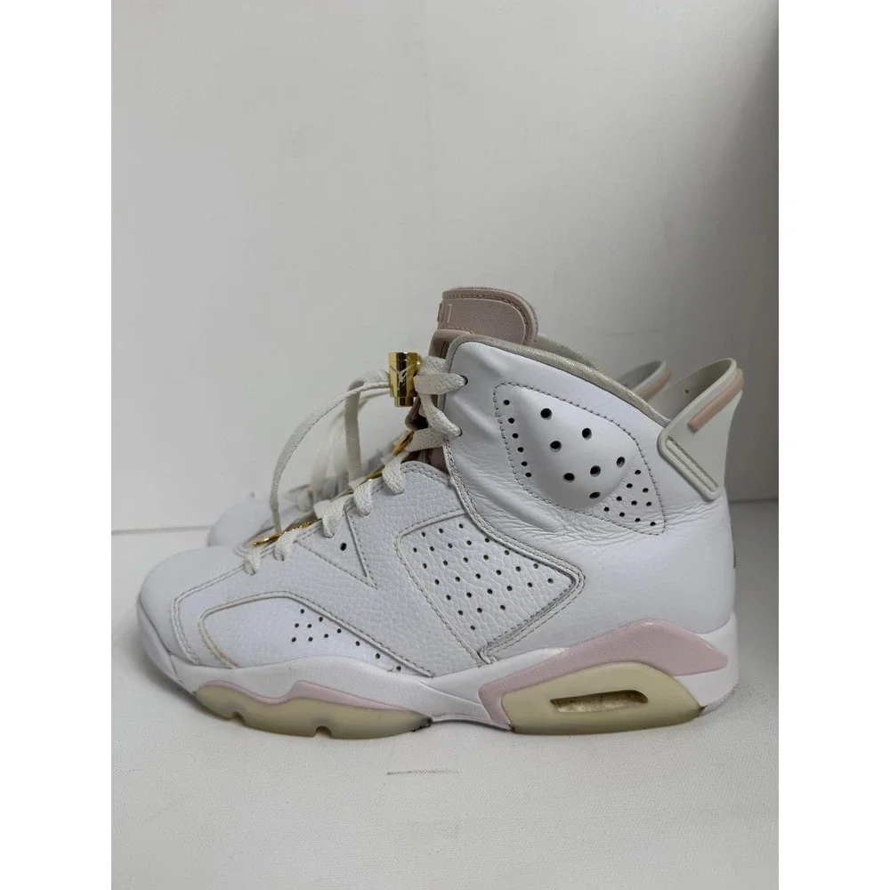 Nike Air Jordan 6 Retro Gold Hoops Women Size 8.5 White Pink Leather DH9696-100
